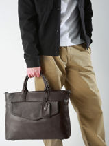 Leather Flandres Briefcase 1 Compartment Flandres Etrier Black flandres EFLA8231-vue-porte