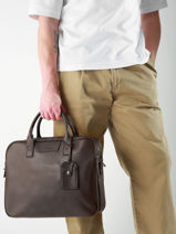 Leather Frandres Briefcase 2 Compartments Etrier Black flandres EFLA8252-vue-porte