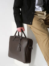 Leather Flandres Briefcase 2 Compartments Etrier Black flandres EFLA8262-vue-porte